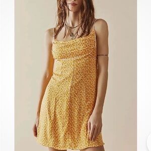 Free People Kai Print Tie Strap Mini Cowl Neck Zip Side Adjustable Straps Large